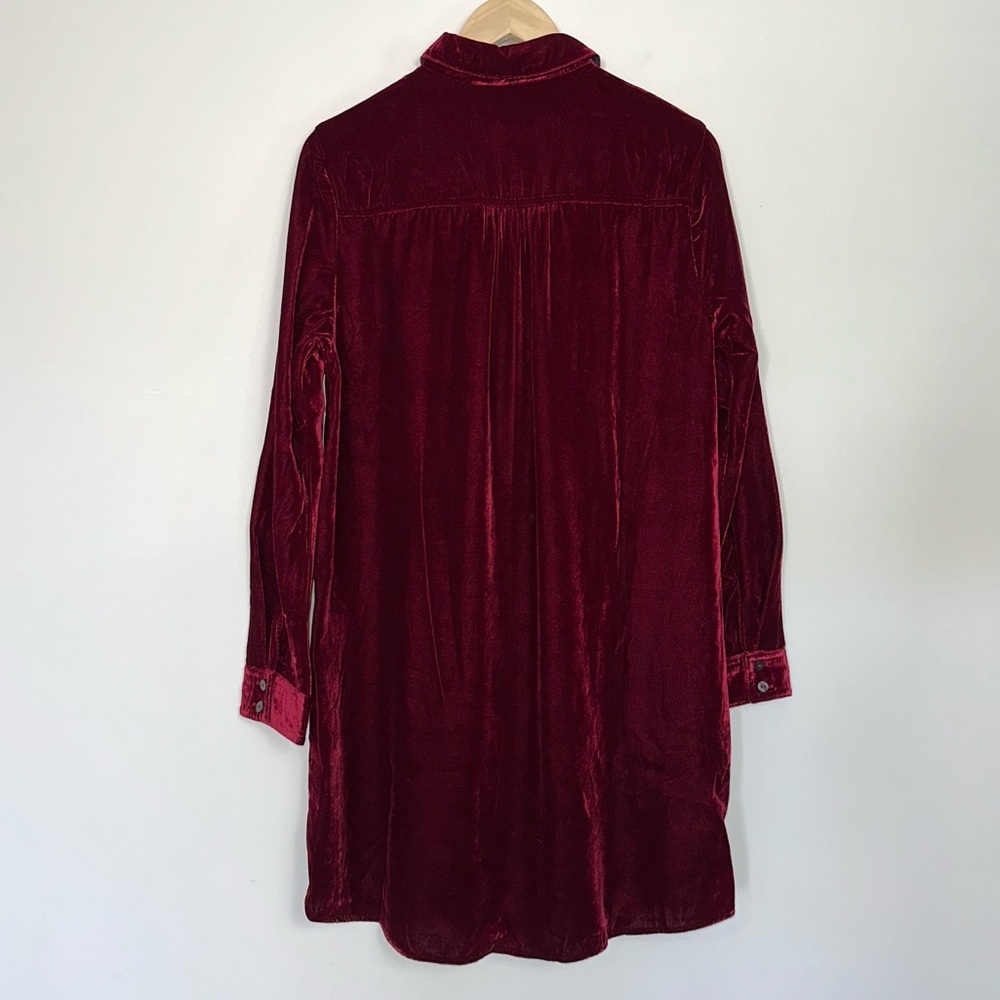 NWT Natural Life Rocky Velvet Button Front Shirt Dress in Cranberry - Picture 5 of 12